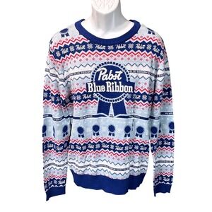 Pabst Blue Ribbon Beer Ugly Christmas Sweater, XL, Holiday Party, Funny PBR